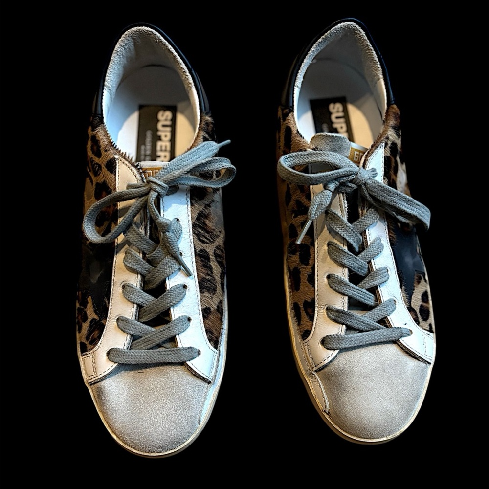 Golden Goose Superstar Leopard Print Sneakers Sz 8